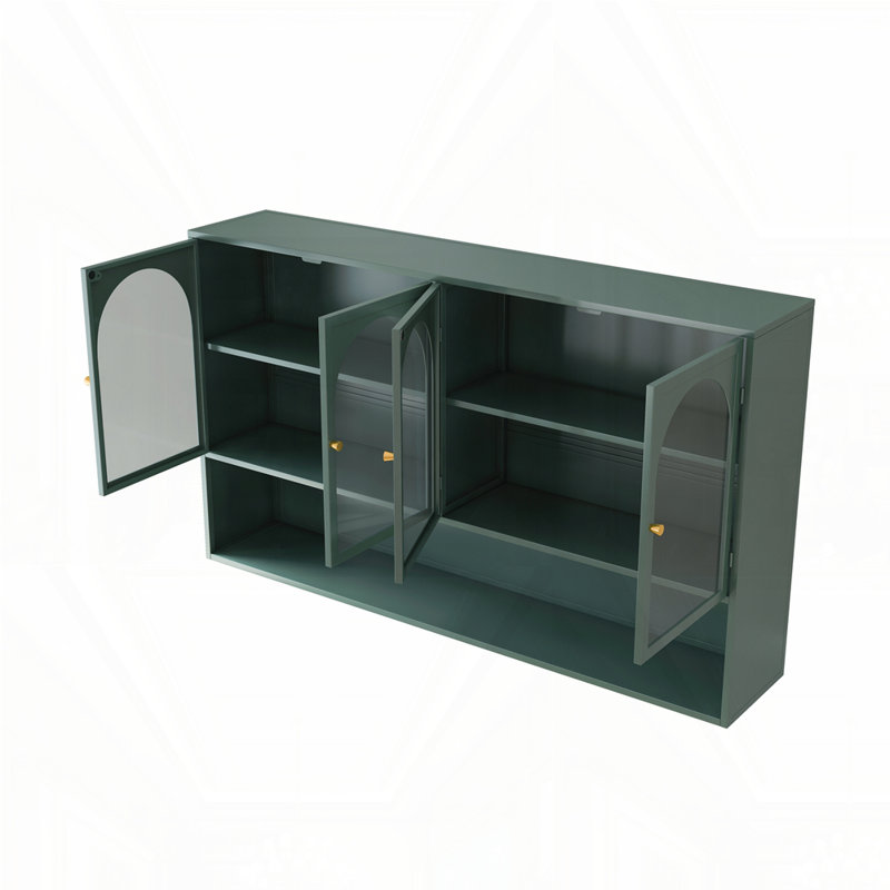 Armoire murale en verre, Doré, Vert foncé