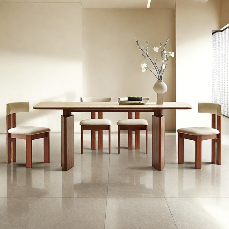Cave stone slab rectangular dining table, 29.53"H x 63"L x 31.5"W