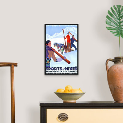 Mont Blanc, Sports d'Hiver, affiche rétro, par Roger Broders, reproduction d'art sur toile encadrée par Roger Broders