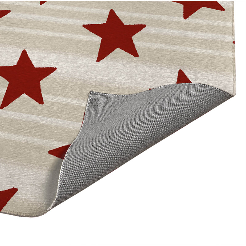 Paillasson étoile et rayures, L 24 po x L 36 po, Neutre / rouge