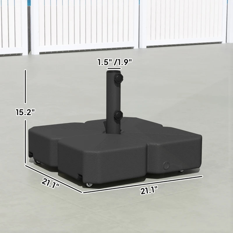 Base de parasol d'extérieur durable avec roulettes