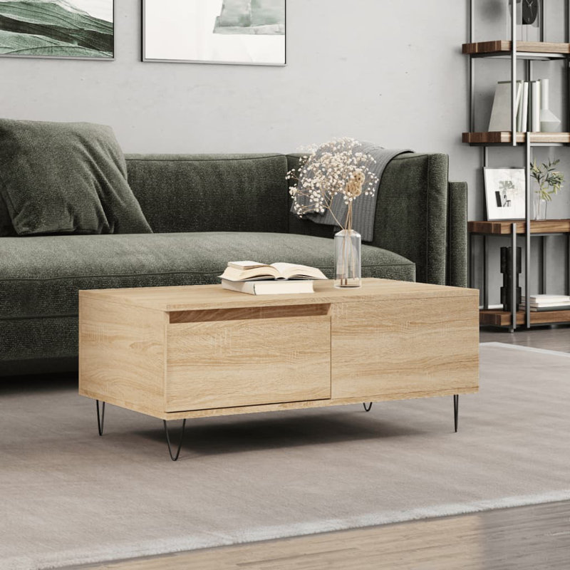 Allenstown Four Leg Coffee Table with Storage, Sonoma Oak