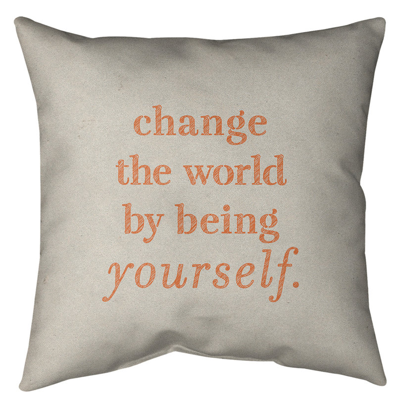 Coussin de plancher change the World, 40 po x 40 po, Blanc / Orange