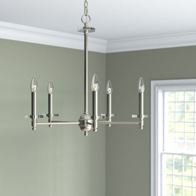 Christofer 5 - Light Dimmable Classic / Traditional Chandelier, Polished Nickel