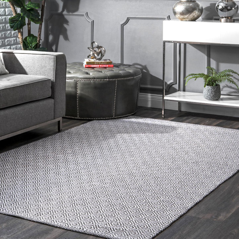 Geometric Cotton Hand Woven Area Rug, Rectangle 244 x 305cm