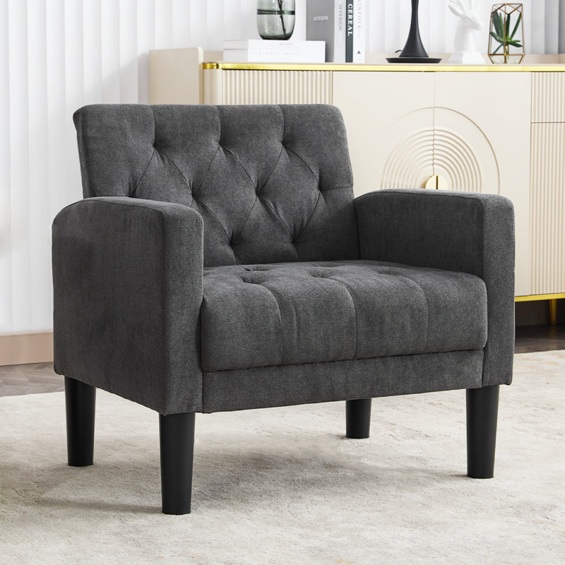 Fauteuil capitonné de 31,9 po de largeur Amista, Polyester gris foncé