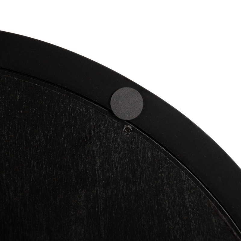 Round Ottoman Tray with Metal Handles, Black