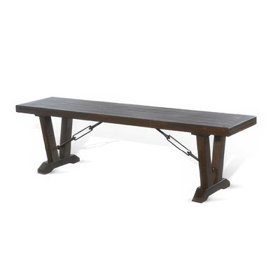 Flint Dining Bench With Turnbuckles, 70 Inch Dark Brown Mahogany Wood