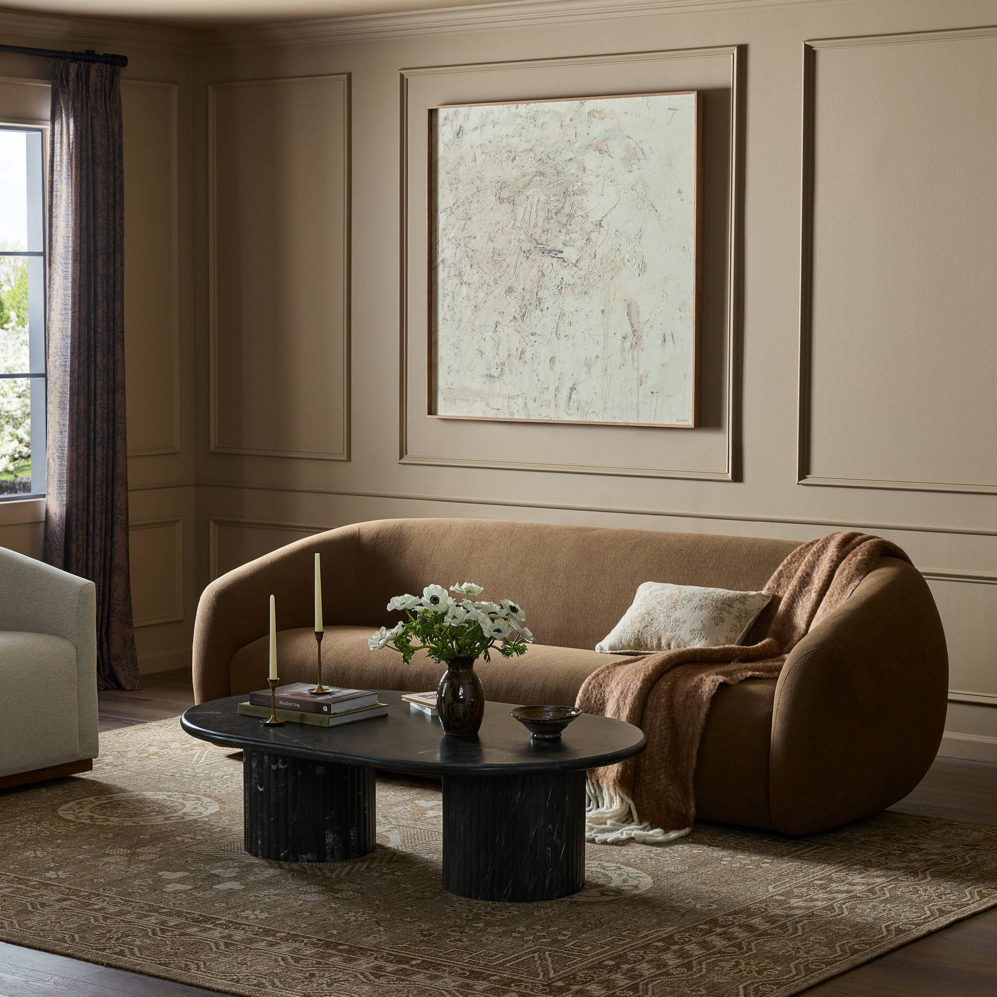 100'' Upholstered Sofa, Palermo Drift 92% Polyester/8% Flax/Linen