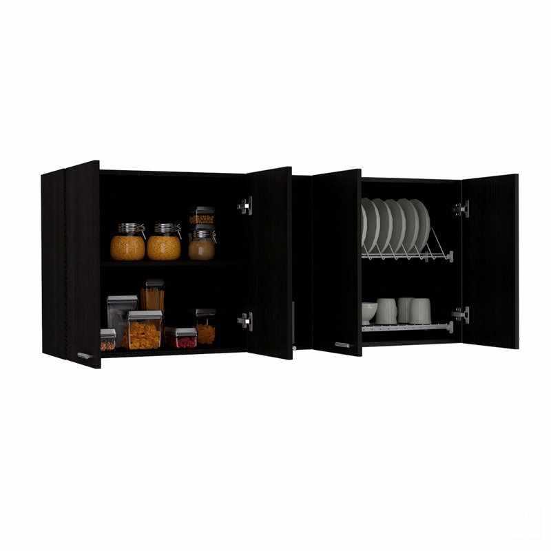 Wall Cabinet Ontario, Double Door, Black