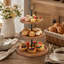 Plateau de service en bois d'acacia à 3 niveaux, plateau de présentation de petits gâteaux