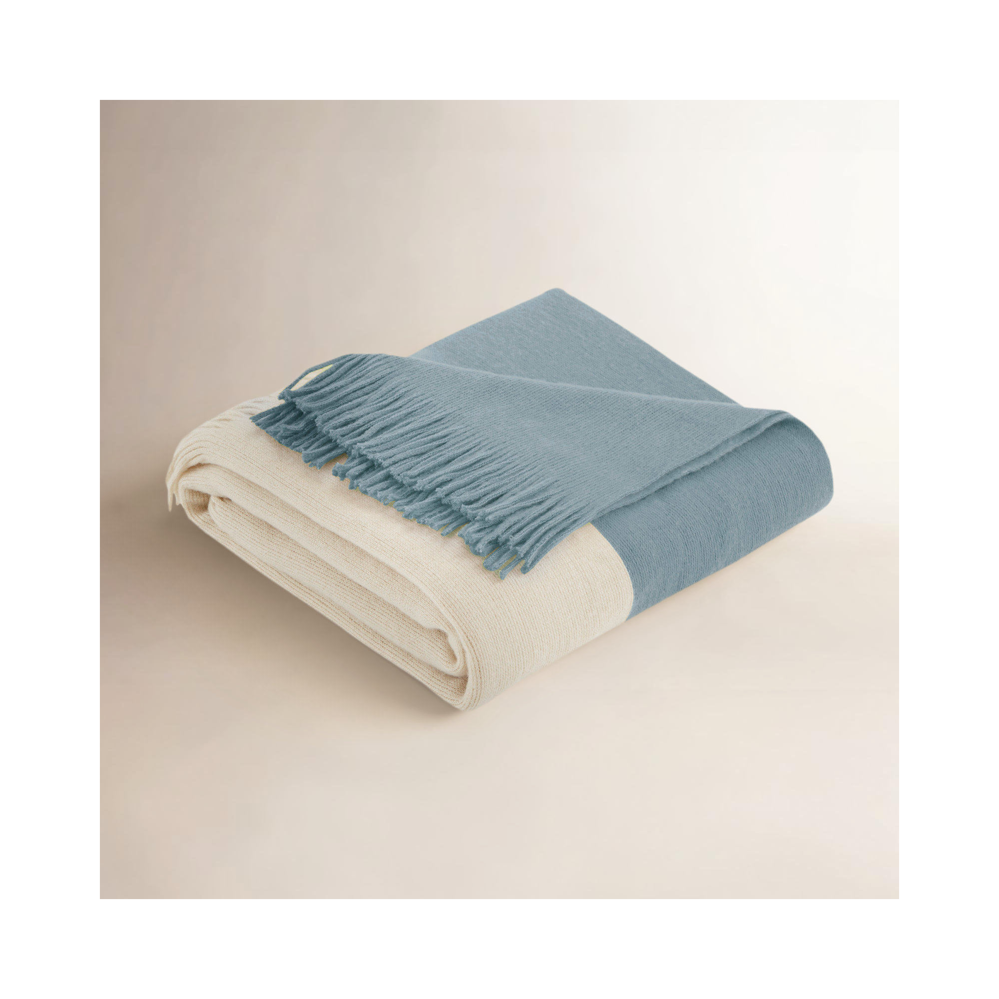 Linea Color Block Faux Cashmere Throw, Aqua