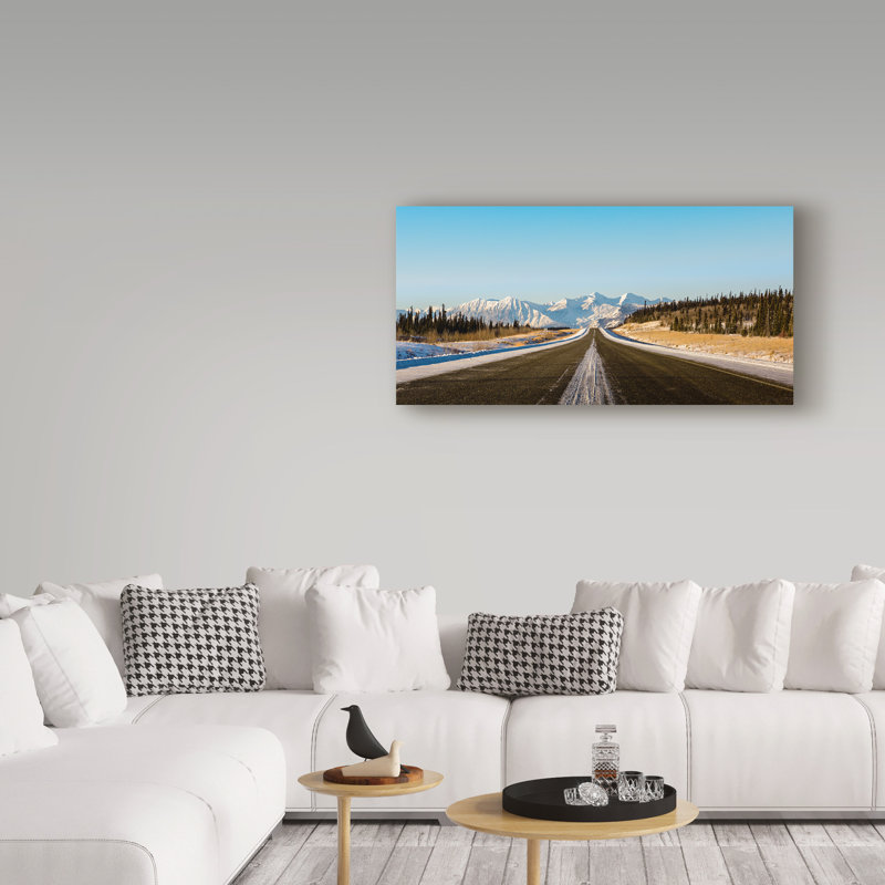 «Endless Road in Mountains», reproduction d'impression sur toile tendue, H 10 po x l 19 po x P 2 po
