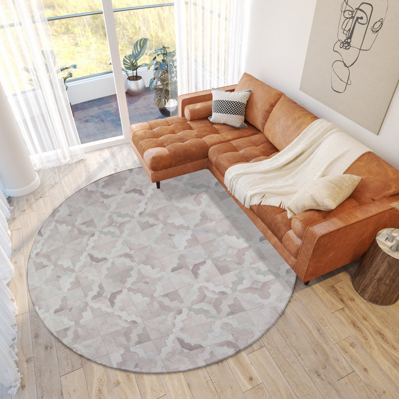 Chenille Patchwork Indoor / Outdoor Rug, Round 8'