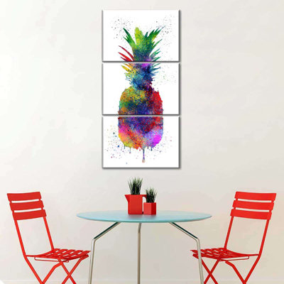 «Color Splash Pineapple», reproduction d'art sur toile