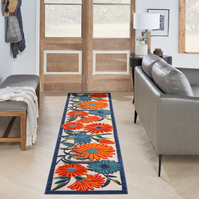 Tapis intérieur / extérieur multicolore à motif floral Alaris Aloha