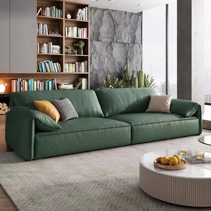 Canapé modulaire vert en cuir véritable, Vert