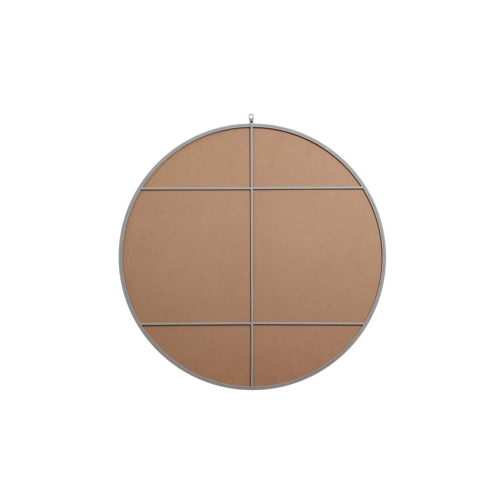 Cassie Metal/Manufactured Wood Round Wall Mirror, Silver, 48" x 48"