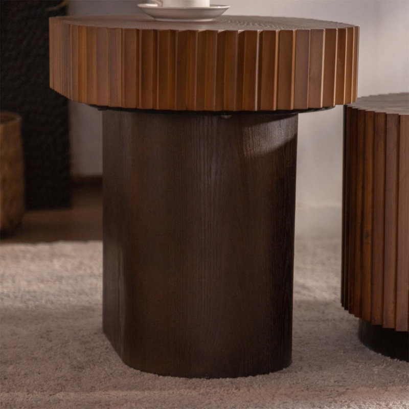 Ensemble de 2 tables basses gigognes rondes Handcraft