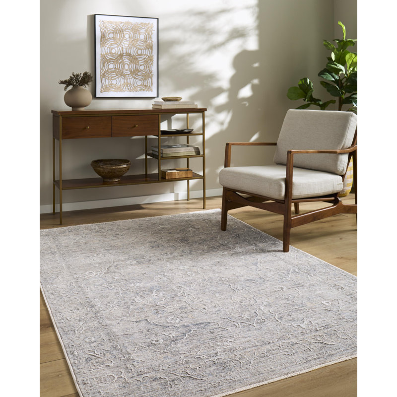Tapis tissé à la machine Brynner, Rectangle 7 pi 10 po x 10 pi 2 po, Bleu / noir / beige / gris / crème