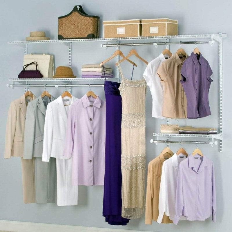 Adjustable Metal Wire Shelving System For Custom Closet Organization, Expandable Storage Solution With Hardware Included