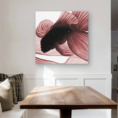 Two Red Betta - Asian Coastal Metal Print for Home Decor