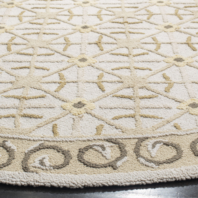 Wykoff Hand Hooked Cotton Pile Oriental Rug, Round 6'