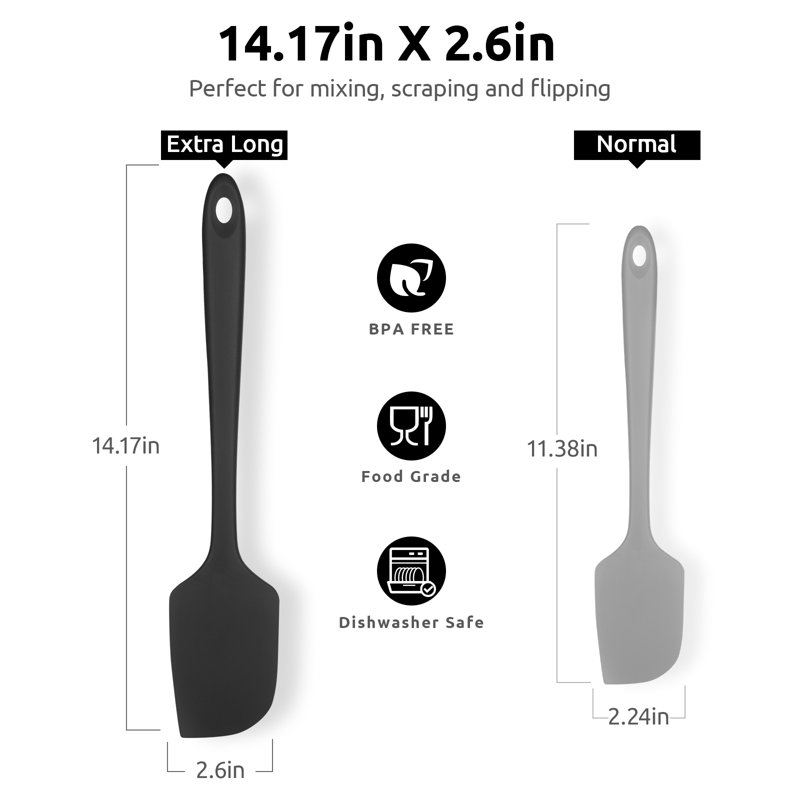 Grande spatule flexible en silicone résistant à la chaleur U-Taste 600ºF pour la cuisson, L 11,38 po x l 2,24 po, Noir