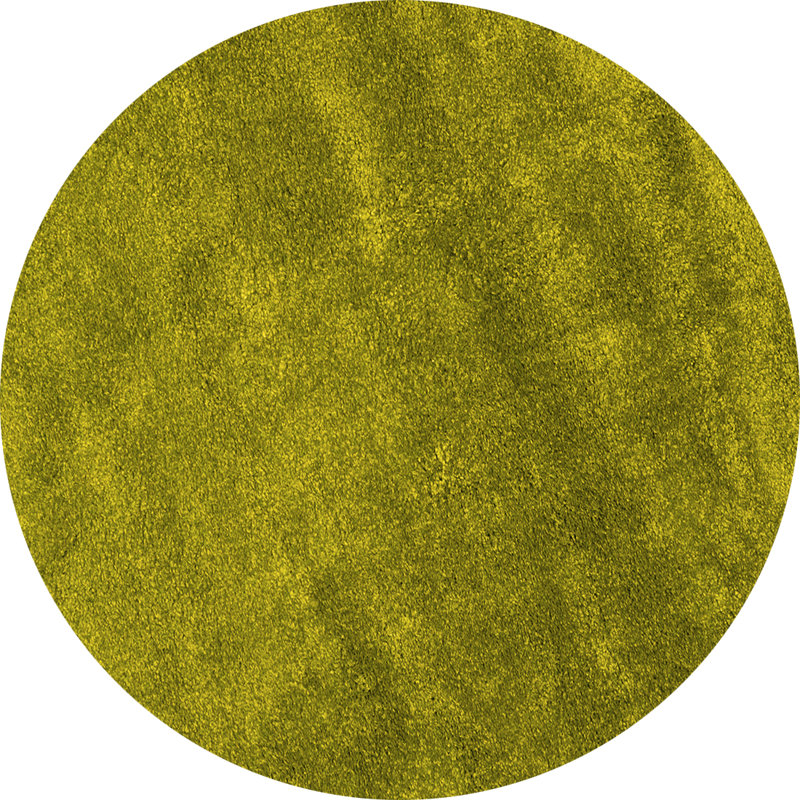 Tapis uni en laine / polyester tissé à la machine couleur chartreuse, Rond 8 pi
