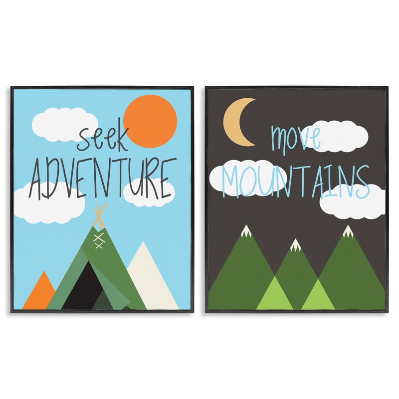 «Seek Adventure Move Mountains», ensemble de 2 giclées encadrées par SD, Giclée encadrée noir minuit, H 14 po x l 11 po