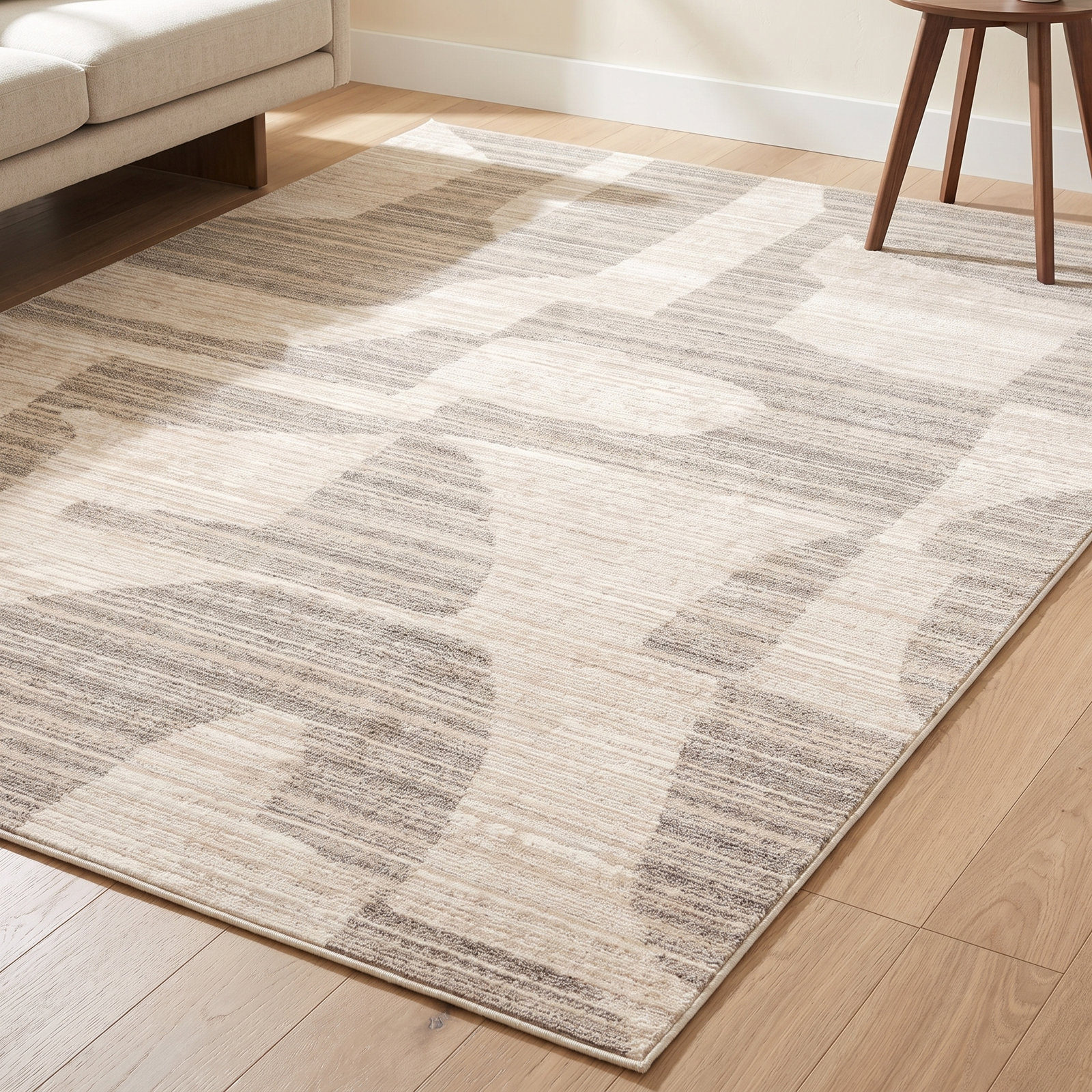 Loehrke Tan Taupe Abstract Rug