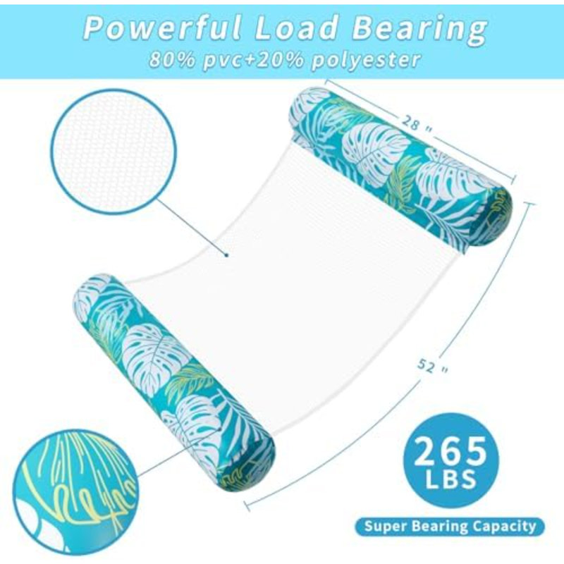 Pool Floats Adulte, paquet de 2 flotteurs de piscine gonflables, hamac aquatique 4-en-1 radeaux polyvalents pour la piscine, flotteurs en PVC épais pour les vacances d'adultes