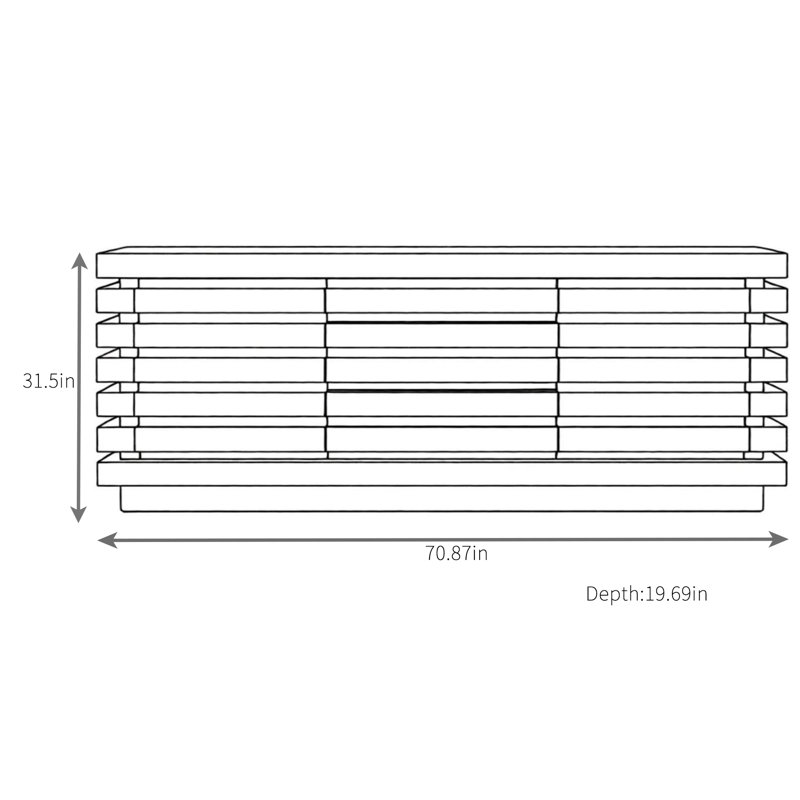 Buffet artistique de style rétro, 31.5" H x 70.87" W x 19.69" D