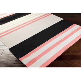 Sheffield Market Striped Handwoven Wool Gray/Pink Area Rug