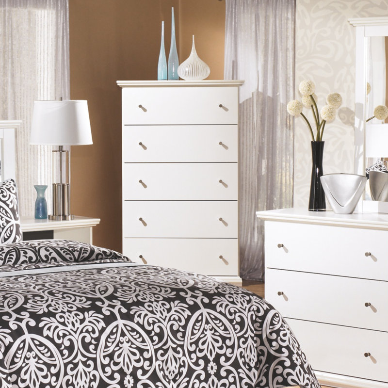 Leanette Commode 5 tiroirs, Blanc