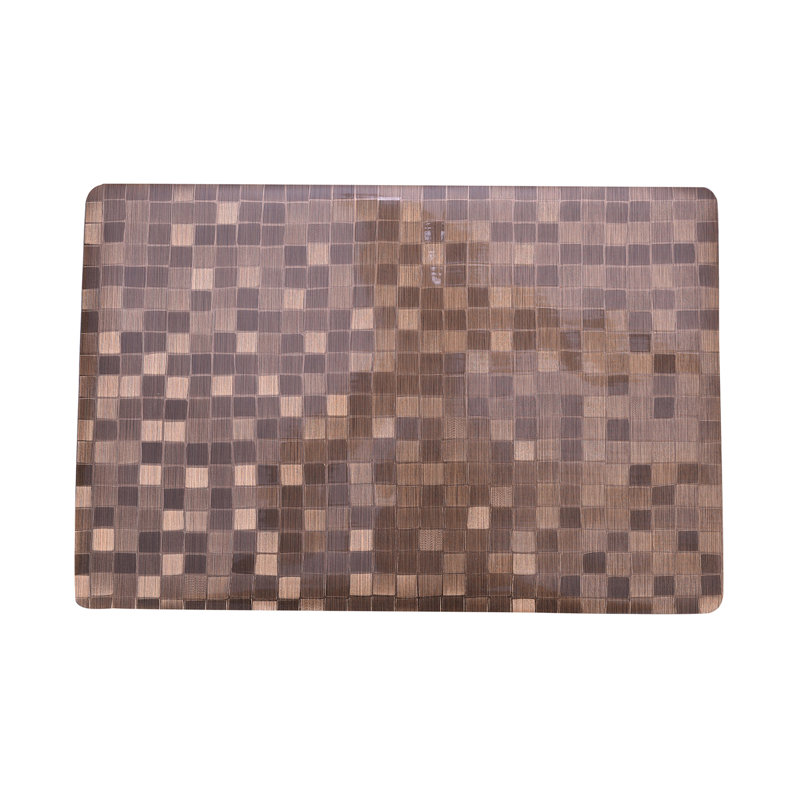 Decozen Brown Checkered PVC Placemats Set of 6 Heat-Resistant Table Mats for Christmas Dining Decor, Brown