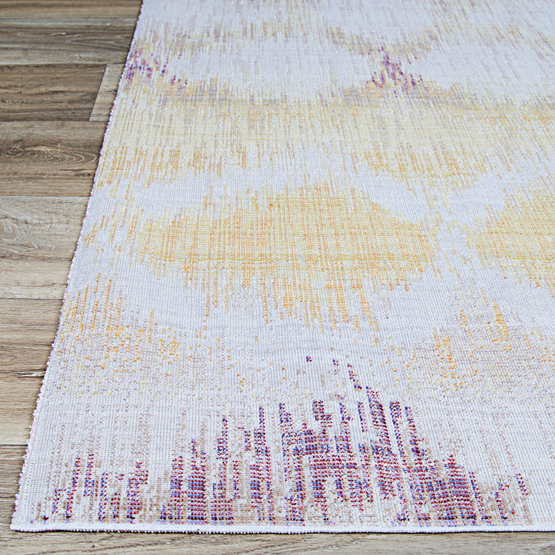 Tapis doré et mauve pour l'intérieur et l'extérieur Mansel, Rectangle 5 pi 3 po x 7 pi 2 po