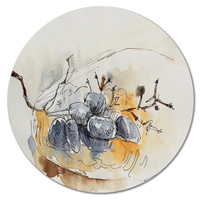" Dark Blue Grapes On An Orange Plate "