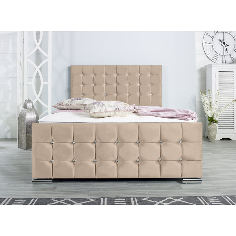 Chesson Upholstered Bed Frame, Mink, Small Double (4')