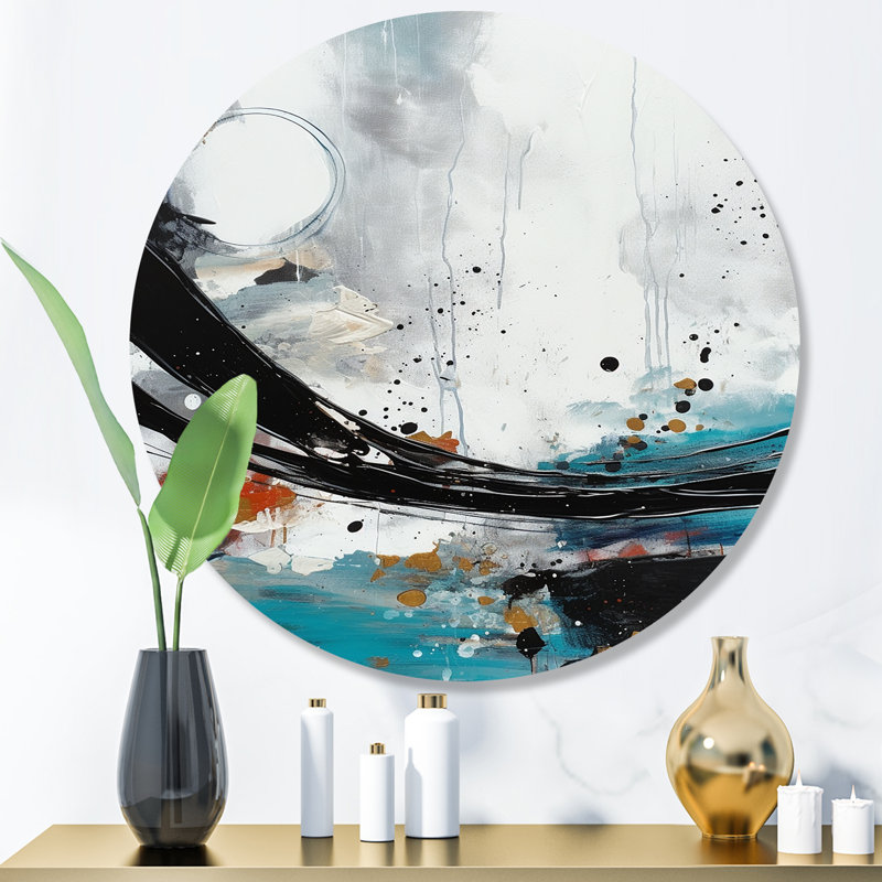 Exploring Boho Simplicity III - Abstract Round Wall Art on Metal, 16" H x 16" W x 1" D