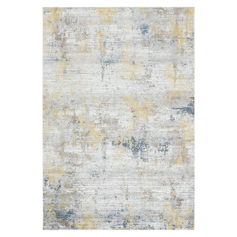 Tapis doré à motif abstrait Brazell, Rectangle 2 pi x 3 pi