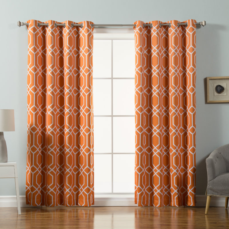 Paire de rideaux semi-transparents avec œillets, Orange, l 52 po x L 84 po