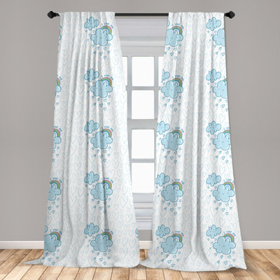 Ambesonne I Love You Curtains, Blue Valentine Cloud Characters With Hearts And Rainbows Couples, Window Treatments 2 Panel Set For Living Room Bedroom -  East Urban Home, 4A1DBF2CB6A741FCA49711B8ECA6B58C