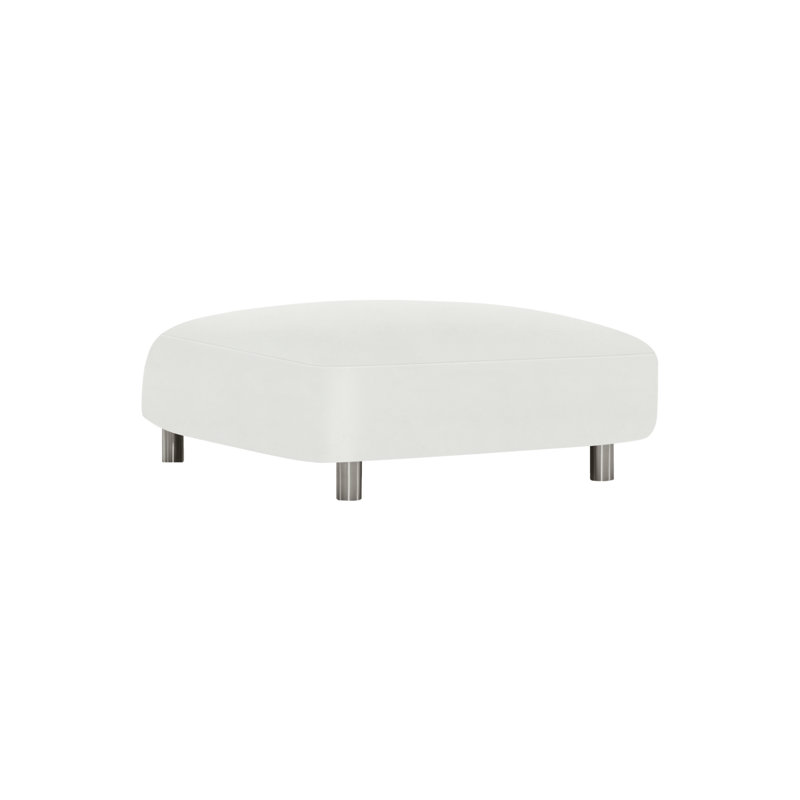 Avanni Square Outdoor Ottoman Patio Ottoman, White Vinyl 6503-000, Silver