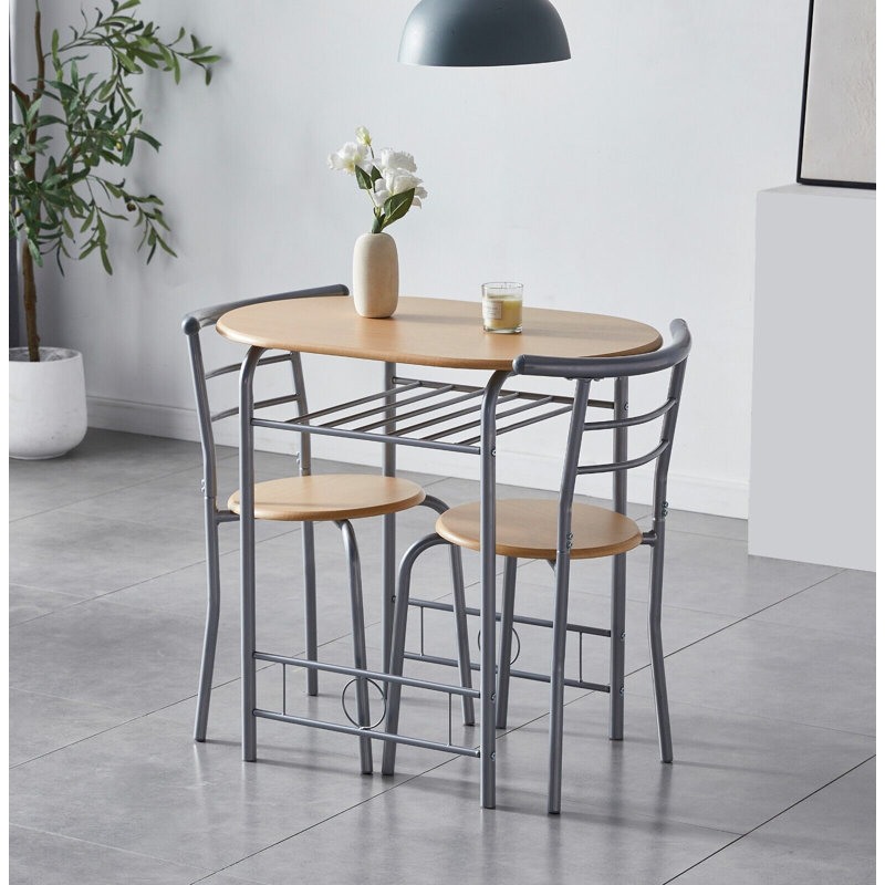 Leund 2 - Person Dining Set, Silver, Natural, Natural