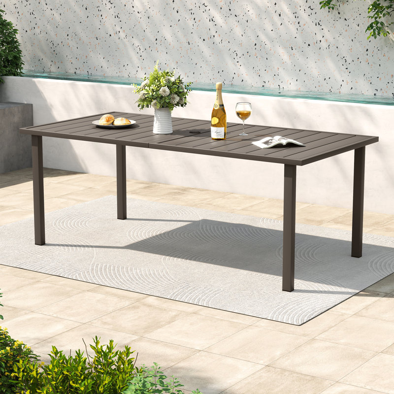 Table de salle à manger d'extérieur Zestversa, H 28,3 po x l 59,8 po x P 35 po, Taupe