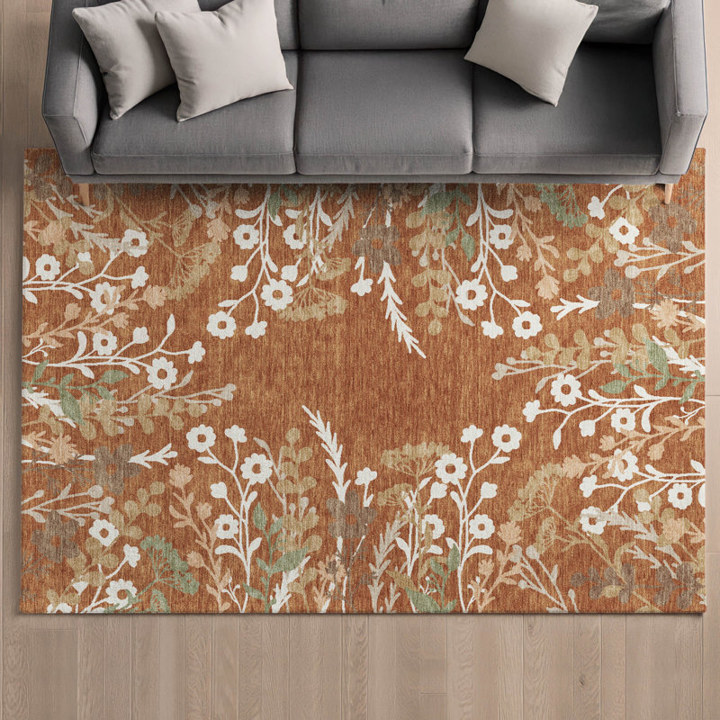Tapis floral lavable à la machine de qualité supérieure Mayfield AMF2334, Paprika, 10' x 14'
