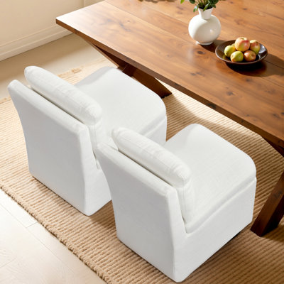 Upholstered Dining Chairs with Casters, Modern Single Sofa Chair with Slient Wheels for living room, Arrived Assembed