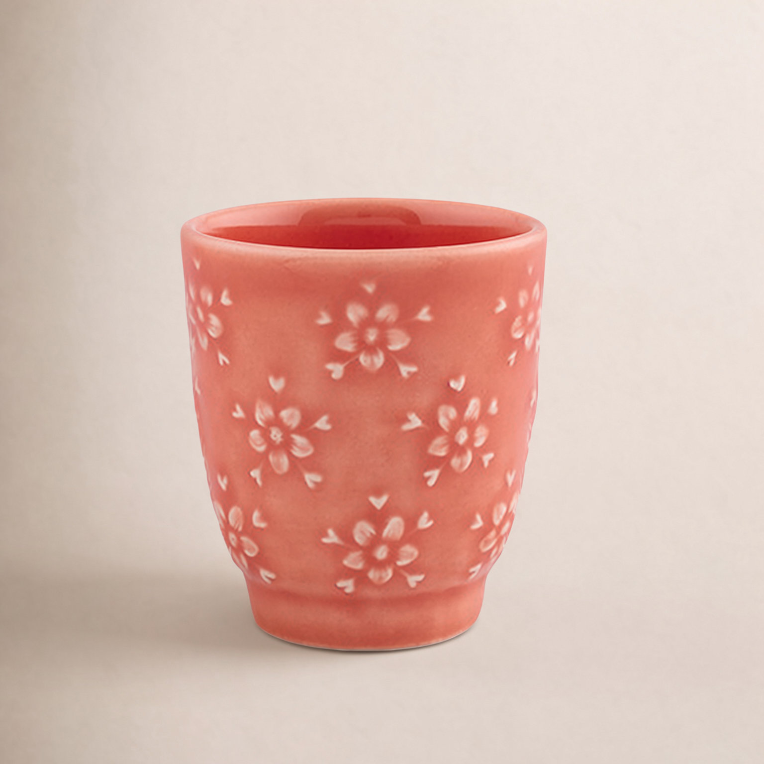 Flora Earthenware Espresso Cup, Red