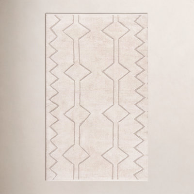 Hand-Loomed Geometric Cotton Rug